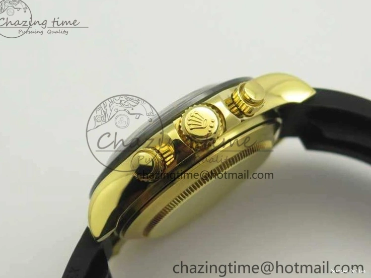 0522 Chic Daytona 116518LN YG JH Best Black Gold Dial On Rubber Strap A4130 (Free XS Rubber ) 3458